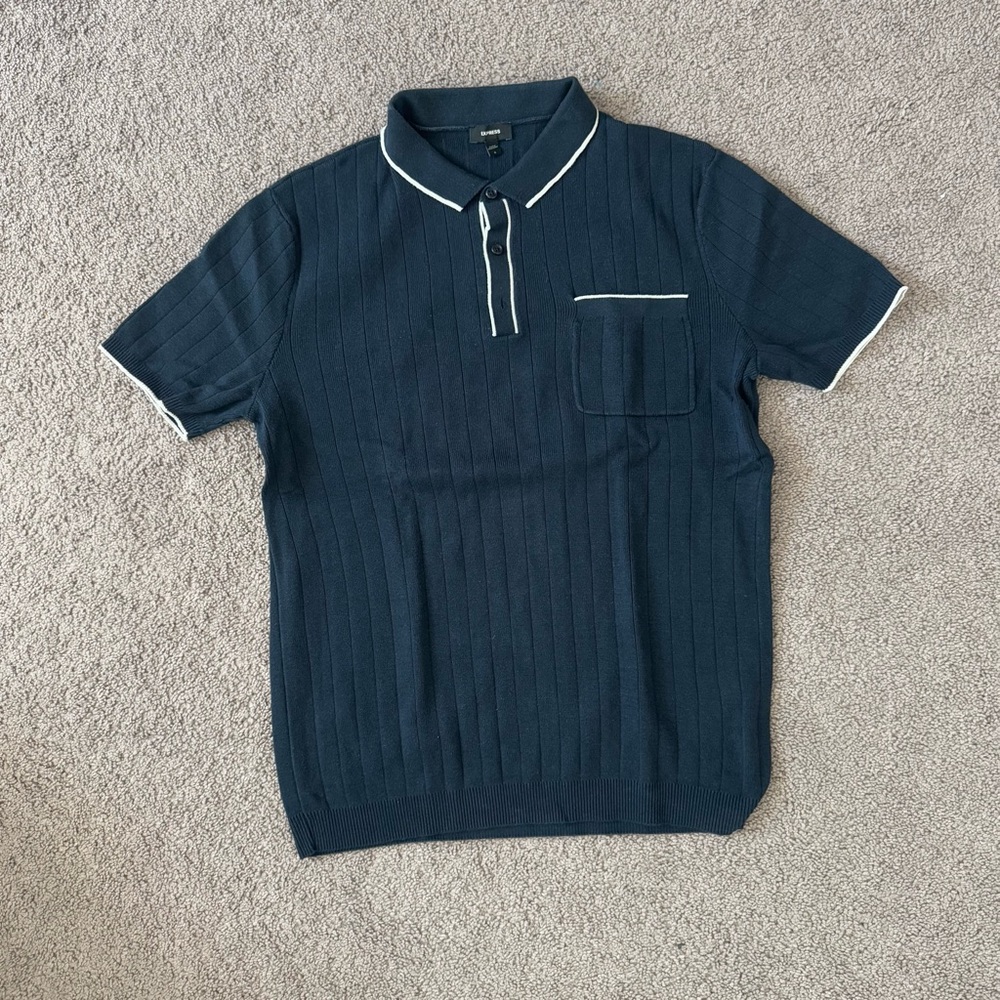 Express Navy Blue Sweater Polo